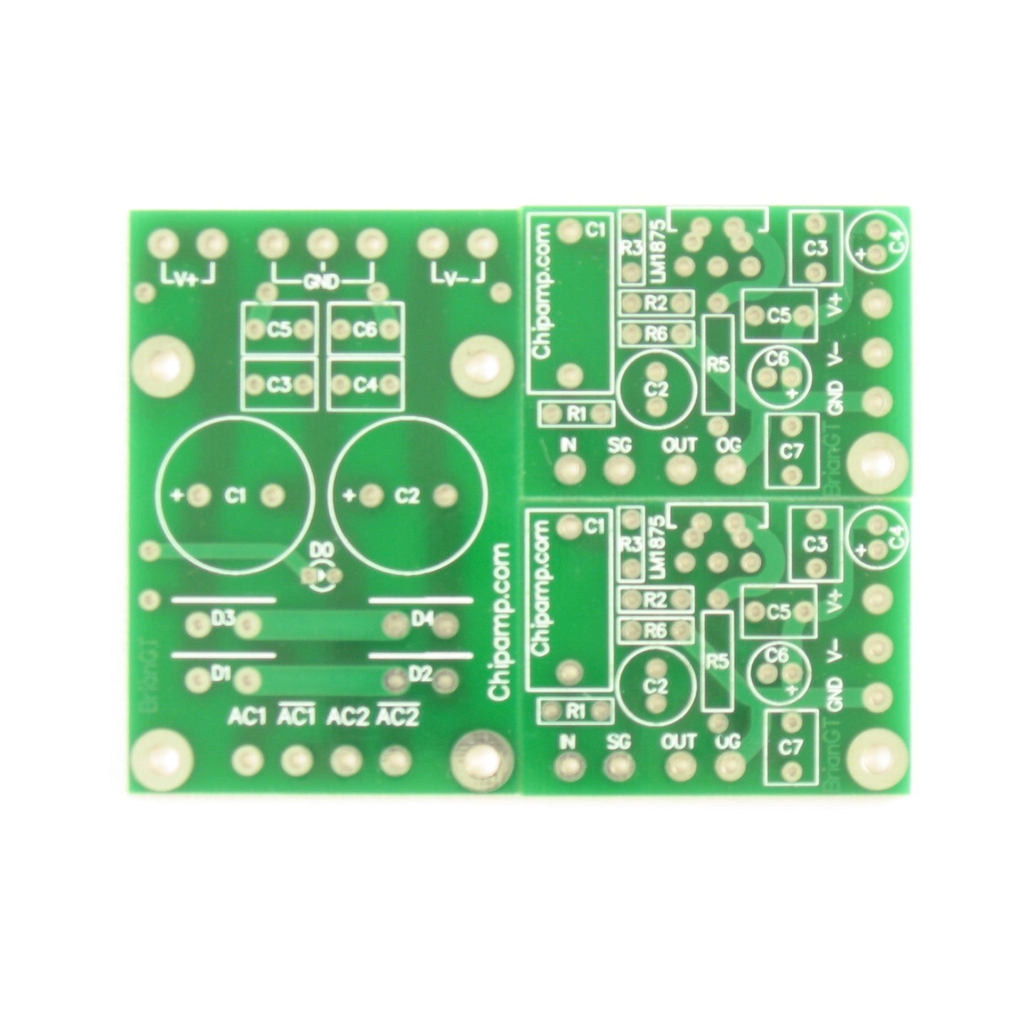 LM1875 Amplifier and Power Supply Board Set (three PCBs, no parts)