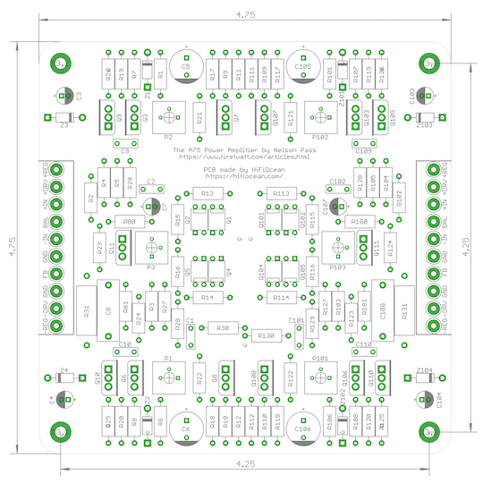 A75 Class A MOSFET Power Amplifier Front End Board (PCB only, no parts)